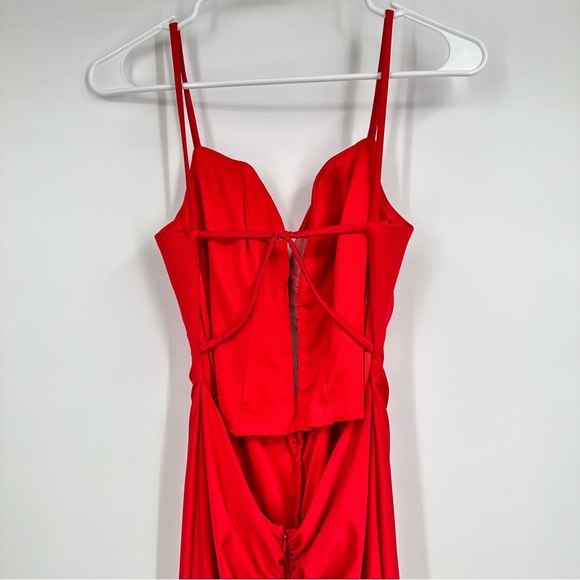 La Femme Red Sweetheart Chiffon Maxi Dress Trumpet Gown Size 00 - Picture 5 of 7